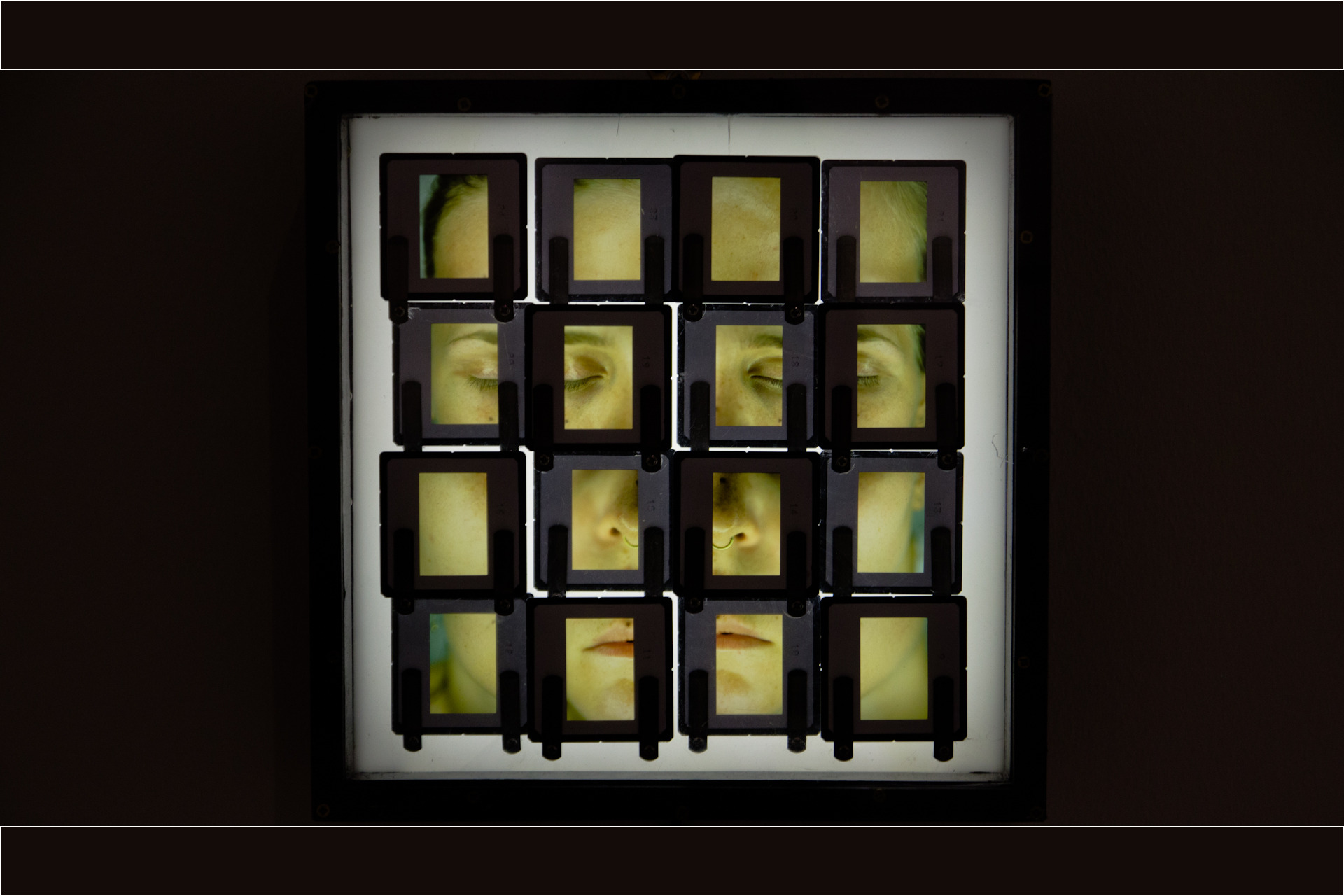 Light box with diapositive slides, 25cm x 25cm, 2015